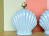 Pair of Coastal Blue Clam Shell Lamps