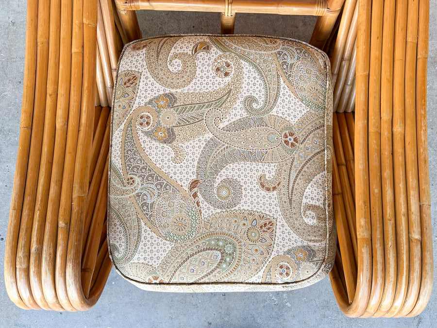 Frankl Style Pretzel Rattan Chair and Ottoman