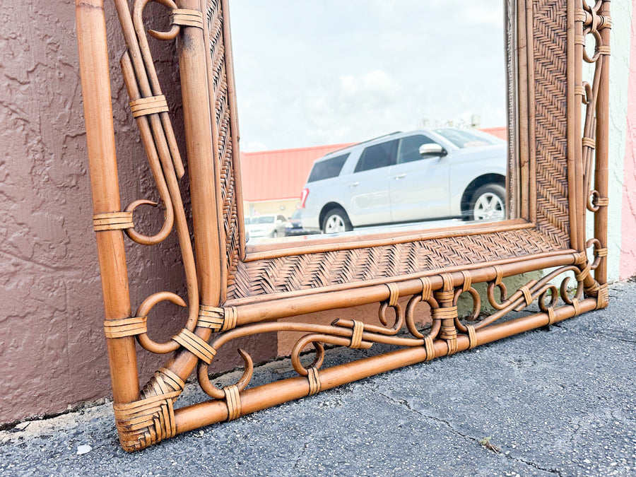 Large Island Whimsy Rattan Mirror