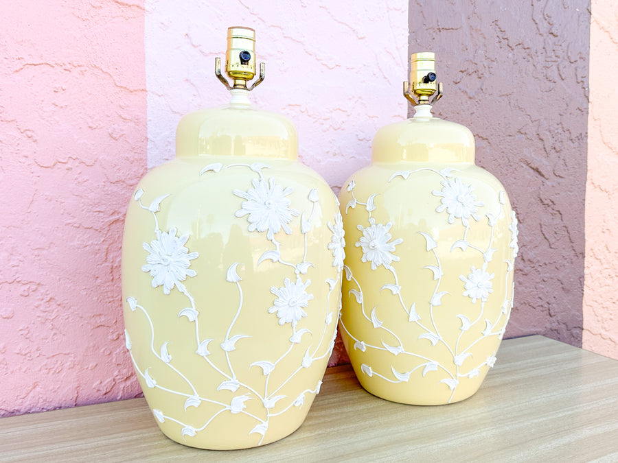 Pair of Butter Yellow Icing Lamps