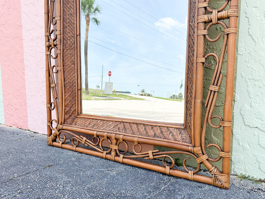 Large Island Whimsy Rattan Mirror