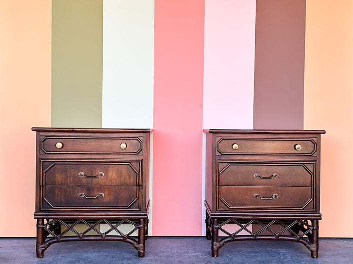 Pair of Handsome Ficks Reed Nightstands