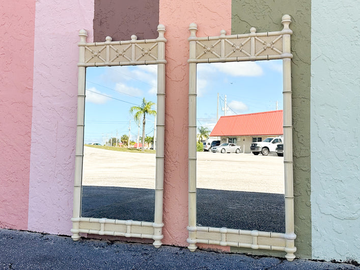 Pair of Palm Beach Style Faux Bamboo Mirrors