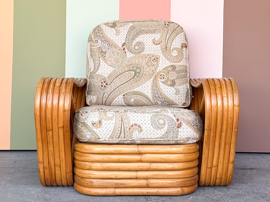Frankl Style Pretzel Rattan Chair and Ottoman
