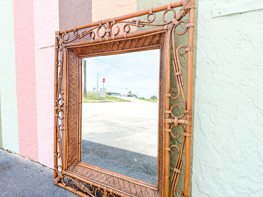Large Island Whimsy Rattan Mirror