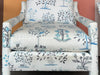 Pair of Pretty Blue and White Parsons Style Upholstered Chairs