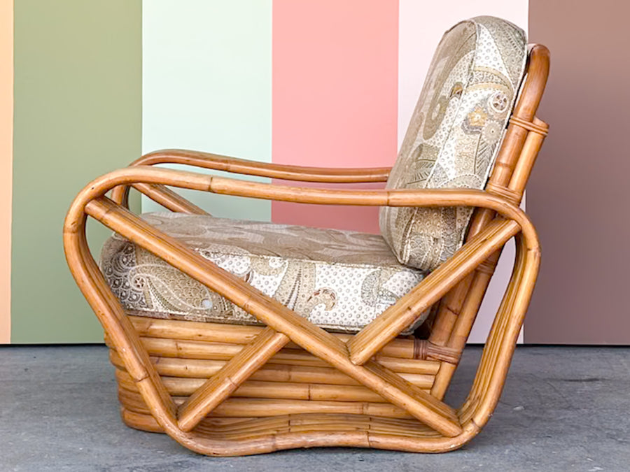 Frankl Style Pretzel Rattan Chair and Ottoman