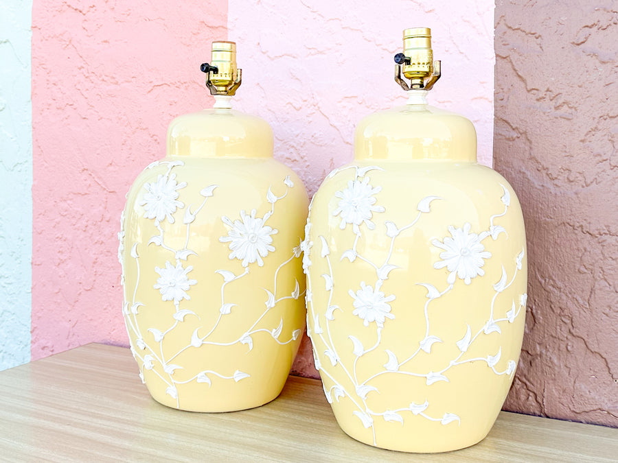 Pair of Butter Yellow Icing Lamps