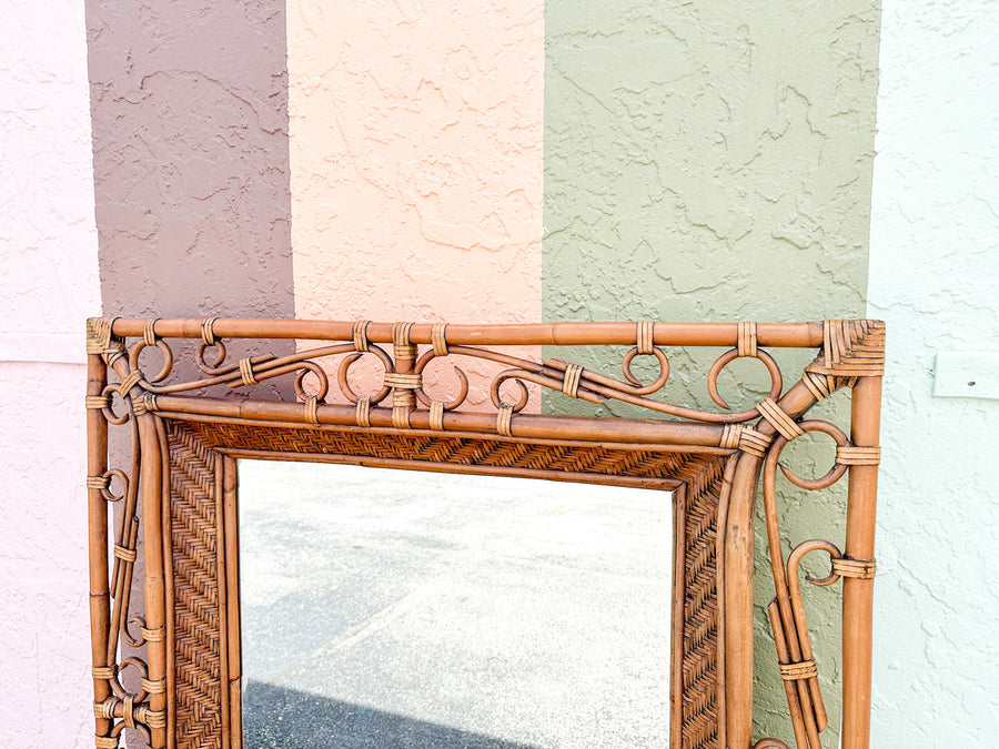Large Island Whimsy Rattan Mirror