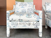 Pair of Pretty Blue and White Parsons Style Upholstered Chairs