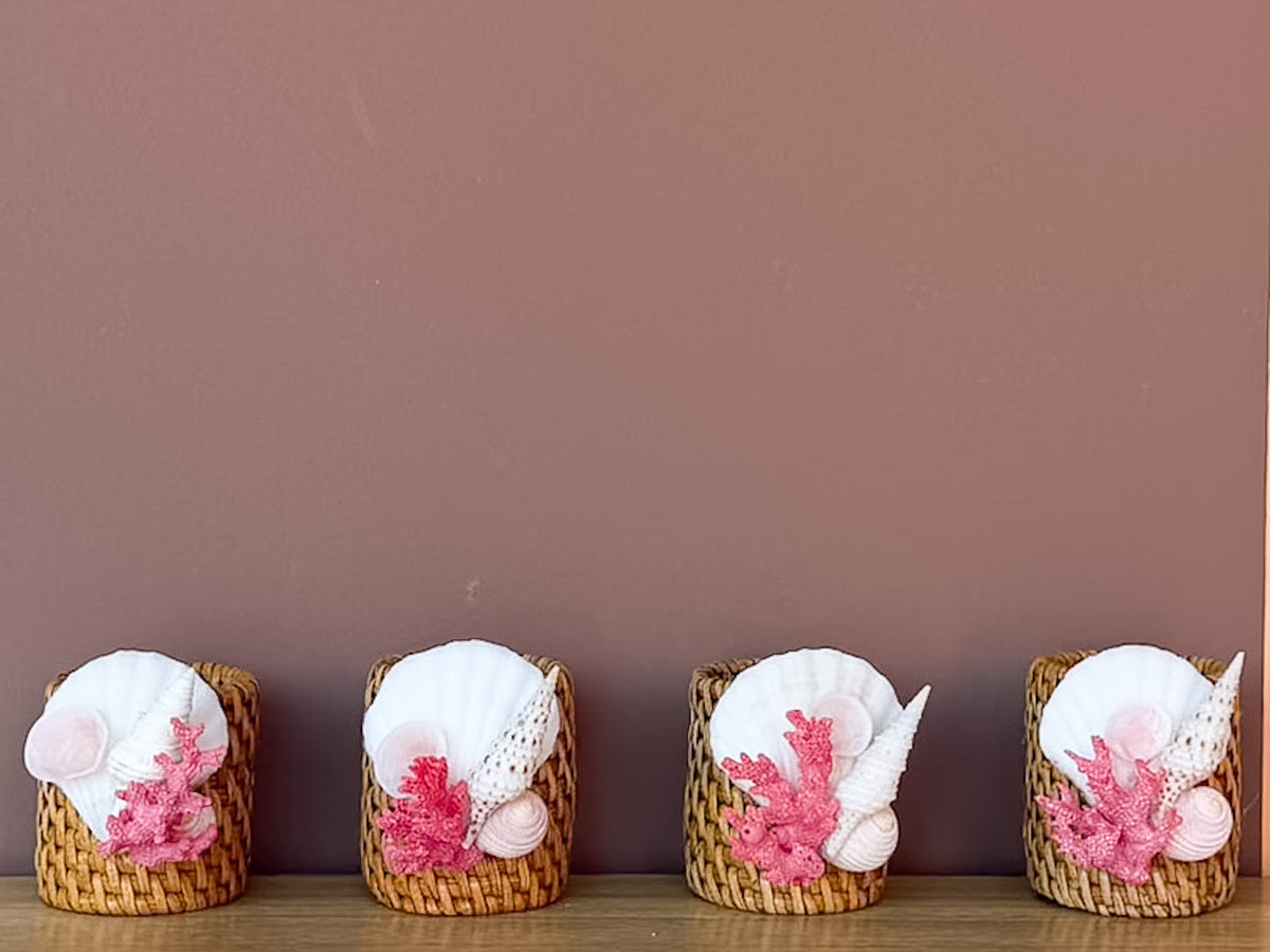 Set of Eight Shell Chic Pink Coral Napkin Rings