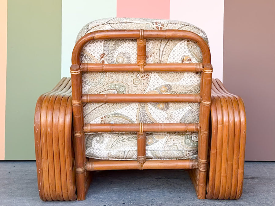 Frankl Style Pretzel Rattan Chair and Ottoman