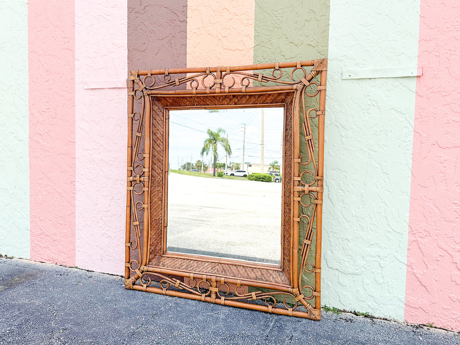 Large Island Whimsy Rattan Mirror