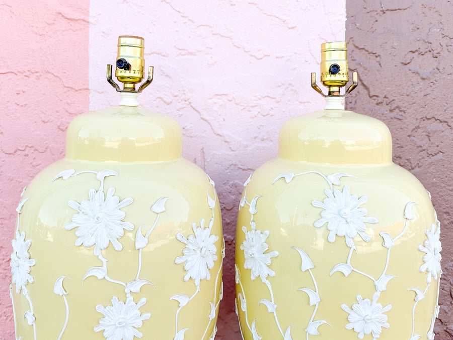Pair of Butter Yellow Icing Lamps