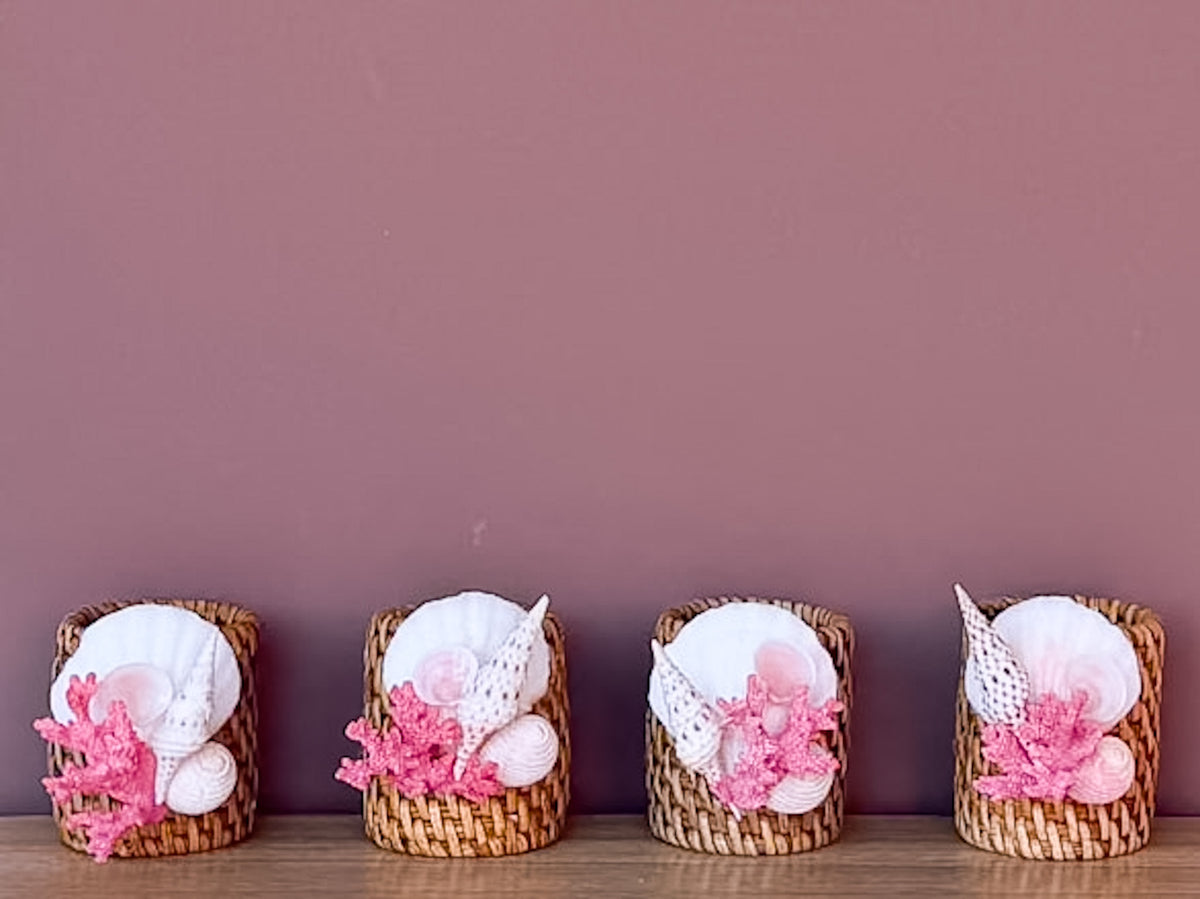 Set of Eight Shell Chic Pink Coral Napkin Rings