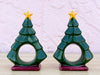 Set of Six Ceramic Christmas Tree Napkin Rings