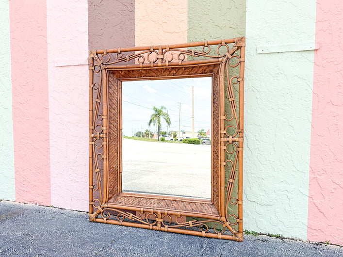 Large Island Whimsy Rattan Mirror