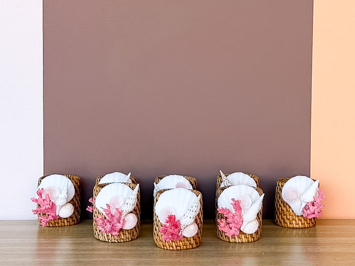 Set of Eight Shell Chic Pink Coral Napkin Rings