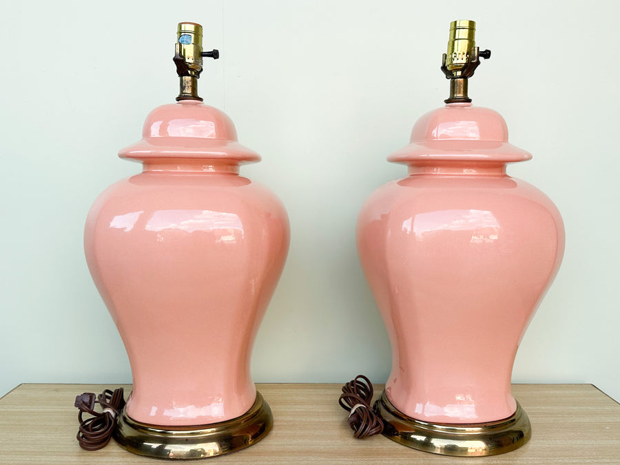 Pair of Pink Chic Ginger Jar Lamps