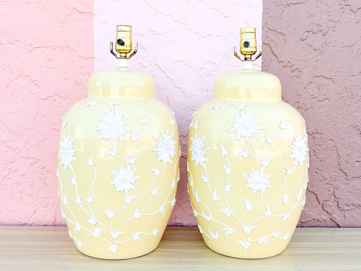 Pair of Butter Yellow Icing Lamps