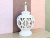 Large Pierced Faux Bamboo Sphere Lamp