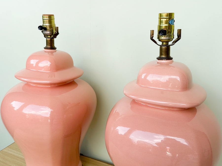 Pair of Pink Chic Ginger Jar Lamps