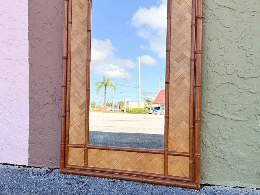 Old Florida Parquet Rattan Mirror