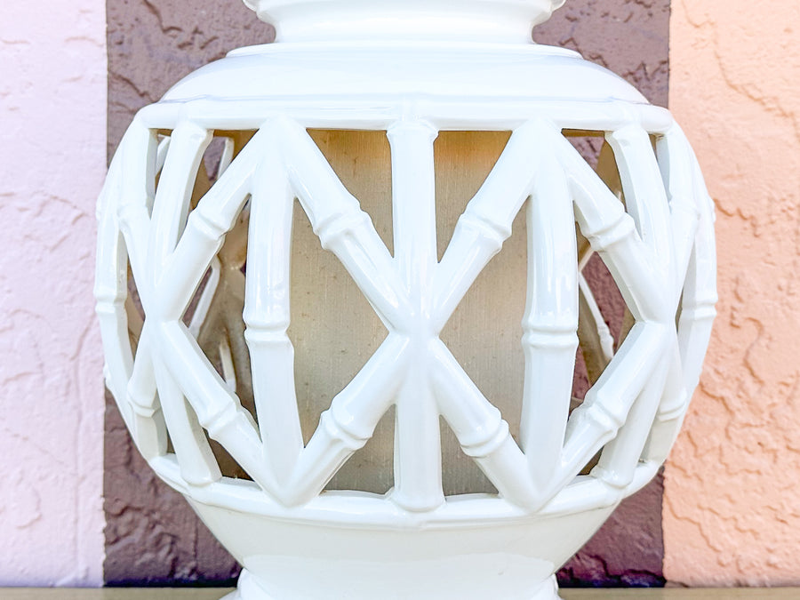 Large Pierced Faux Bamboo Sphere Lamp