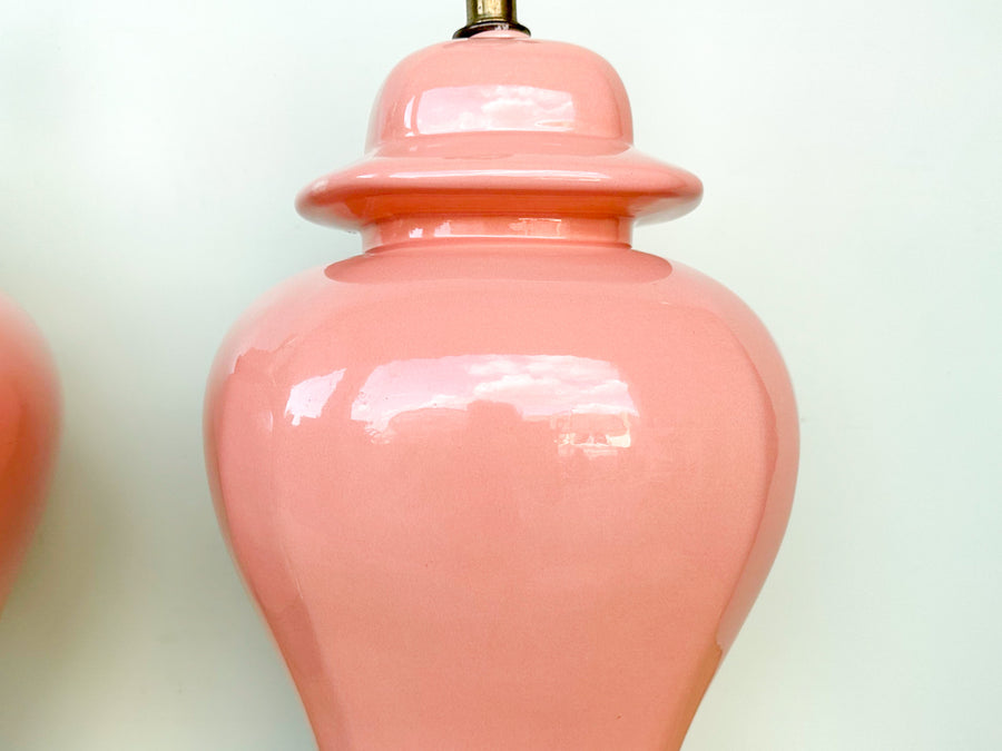 Pair of Pink Chic Ginger Jar Lamps