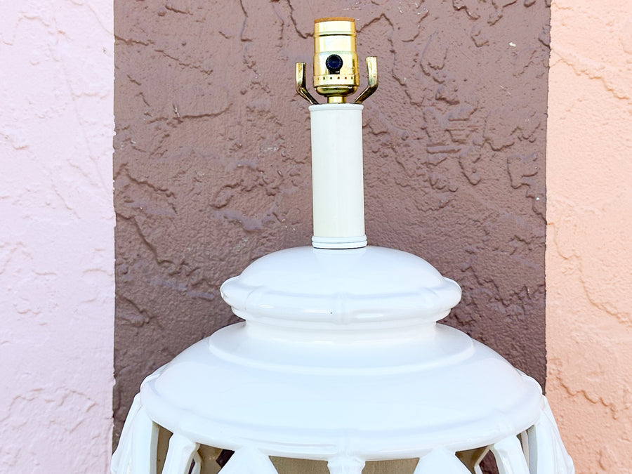 Large Pierced Faux Bamboo Sphere Lamp