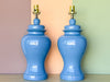 Pair of Cornflower Blue Ginger Jar Lamps