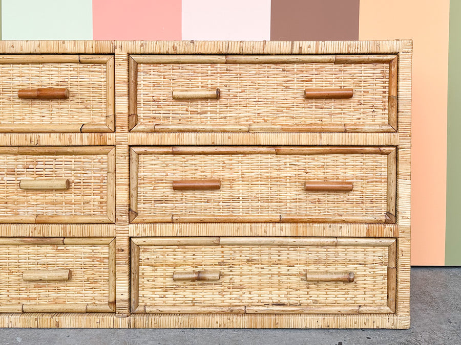 Coastal Rattan Wrapped Dresser
