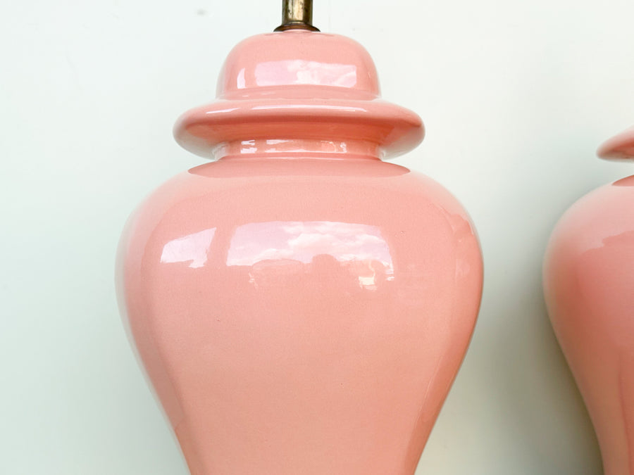 Pair of Pink Chic Ginger Jar Lamps