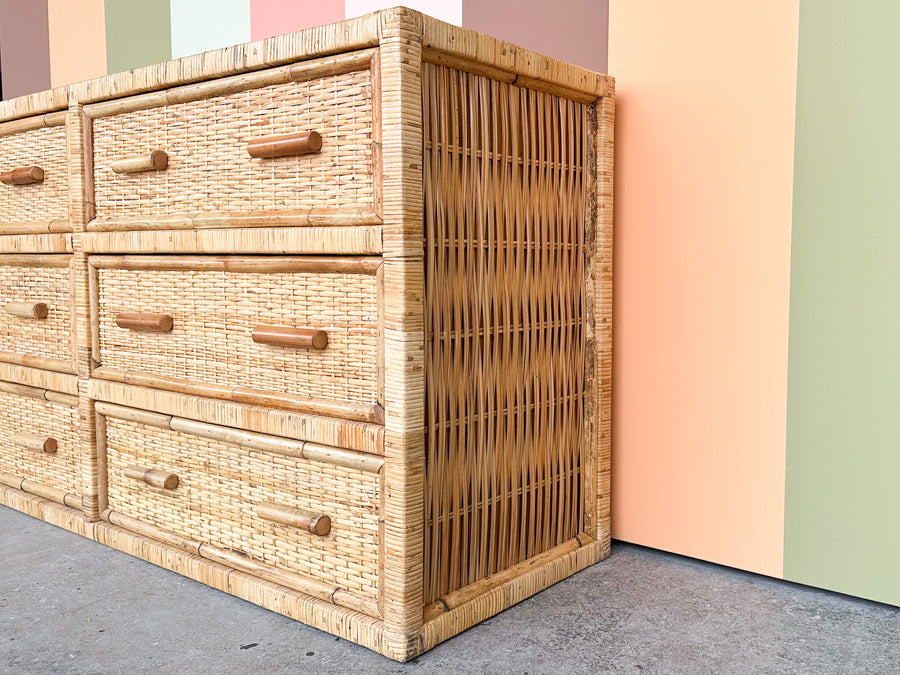 Coastal Rattan Wrapped Dresser