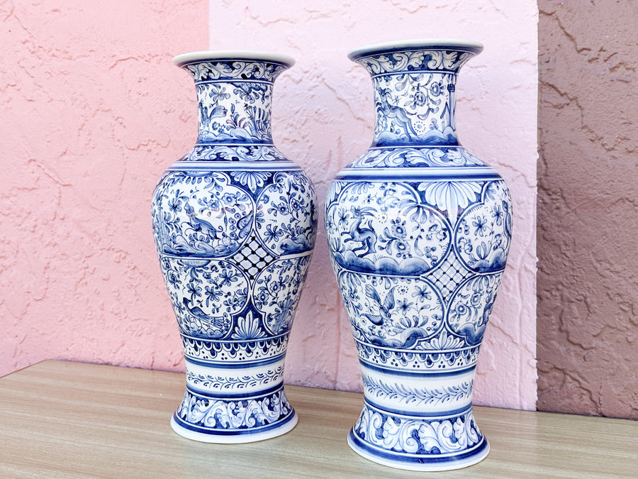 Pair of Blue and White Vases from Portugal