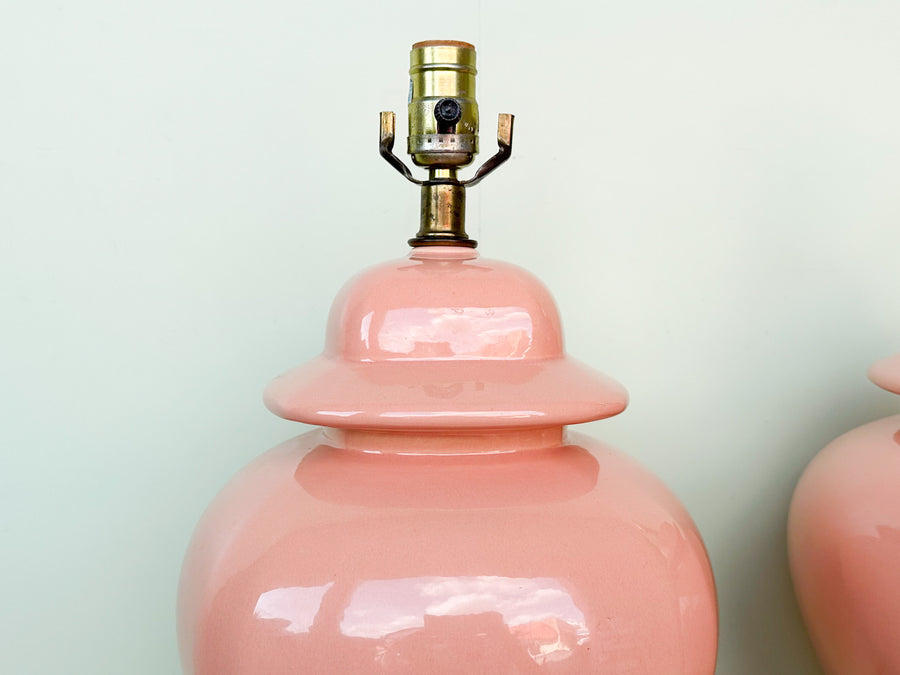 Pair of Pink Chic Ginger Jar Lamps