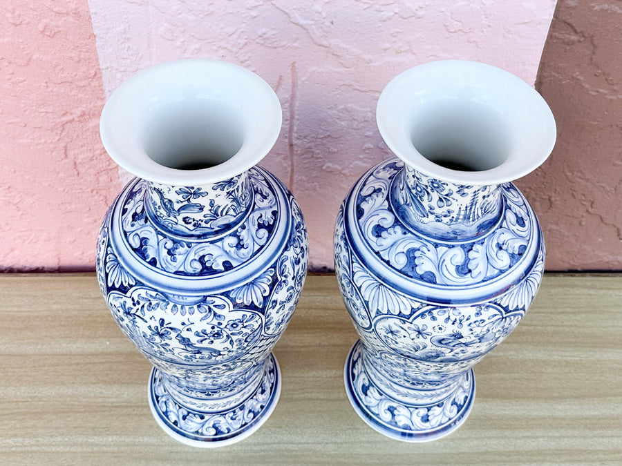 Pair of Blue and White Vases from Portugal
