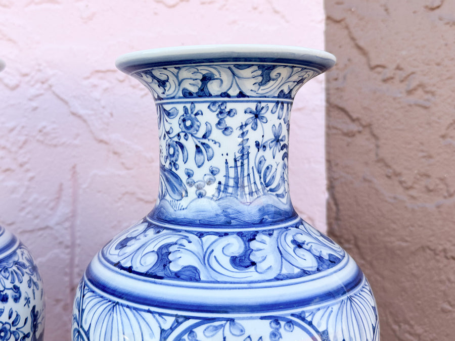 Pair of Blue and White Vases from Portugal