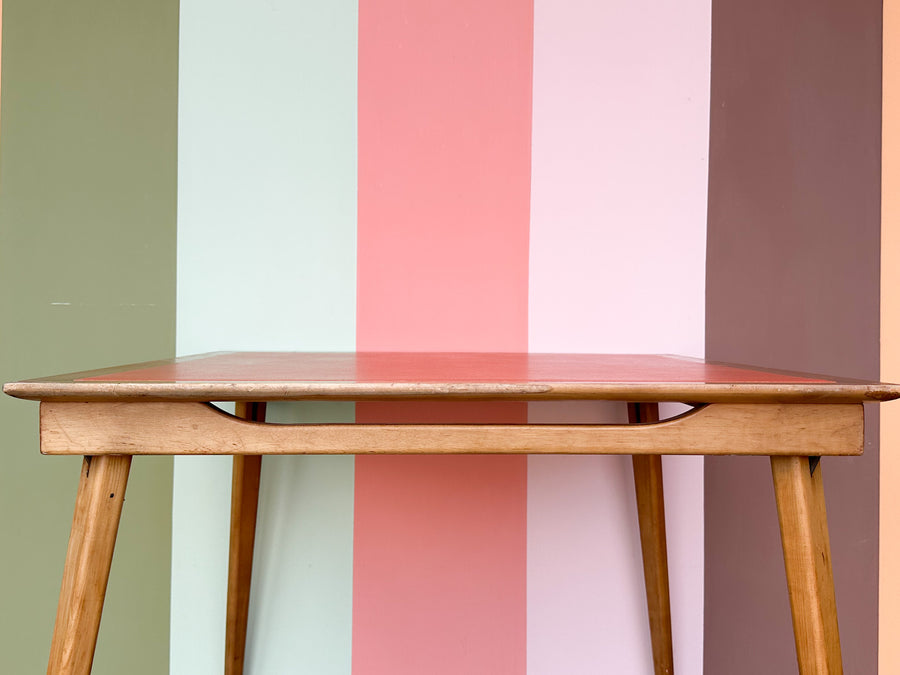 Coral and Wood Folding Game Table