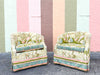 Pair of Chinoiserie Chic Upholstered Barrel Chairs