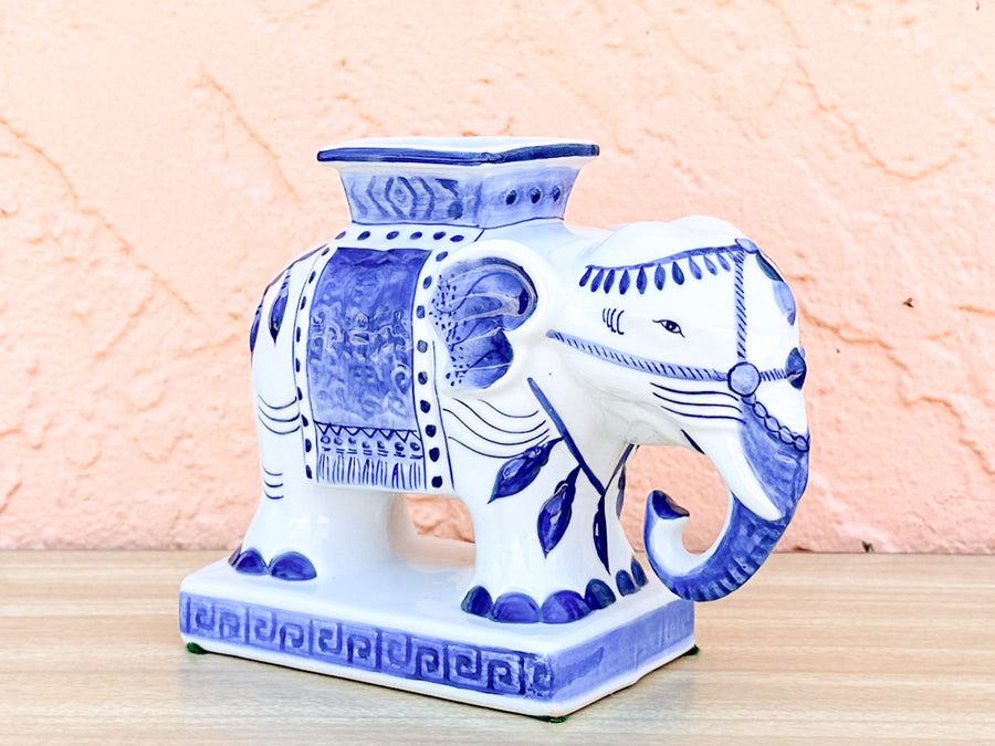 Petite Bombay Blue and White Elephant Vase
