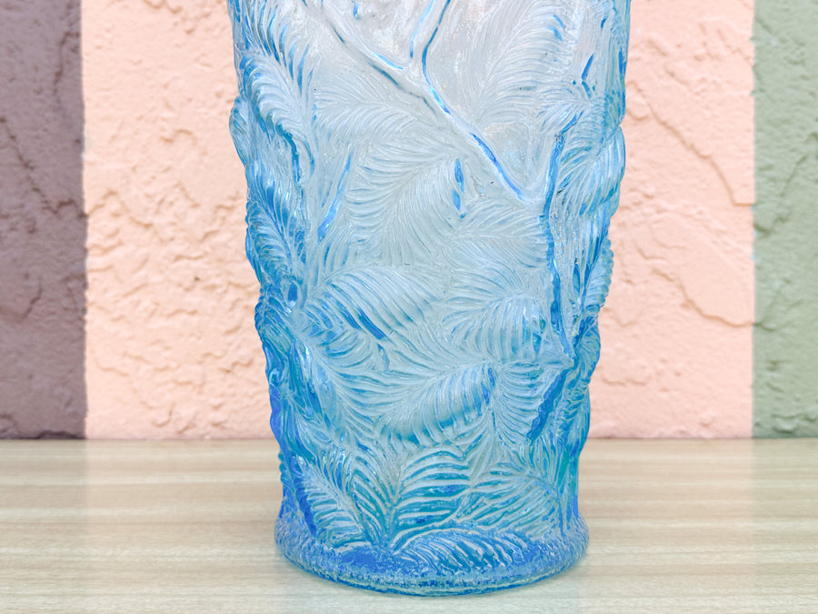 Large Teal Peacock Glass Vase