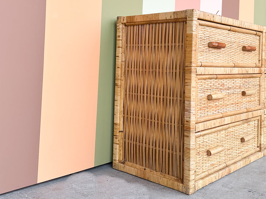 Coastal Rattan Wrapped Dresser