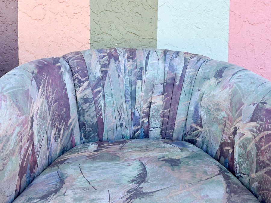 Pair of Totally 80s Upholstered Barrel Chairs
