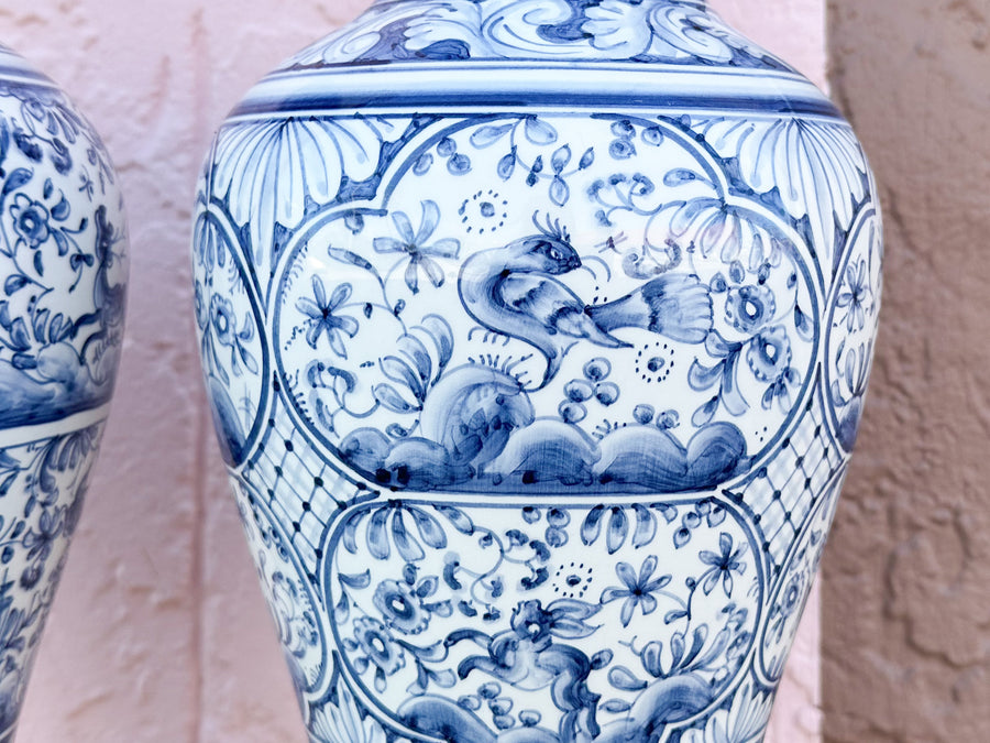 Pair of Blue and White Vases from Portugal