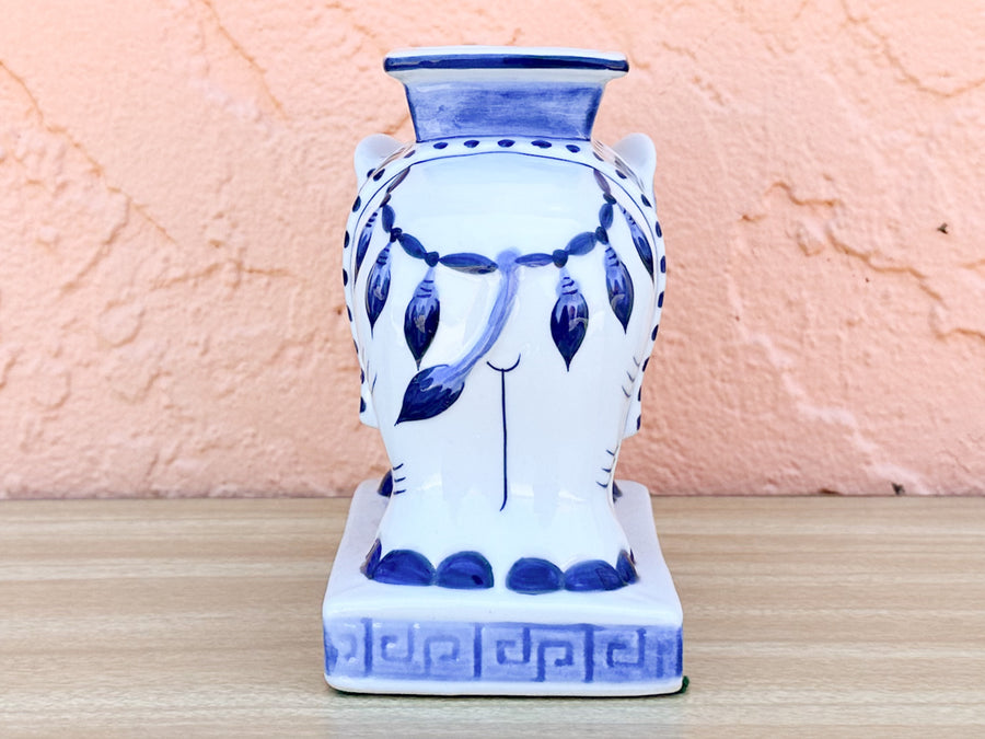 Petite Bombay Blue and White Elephant Vase