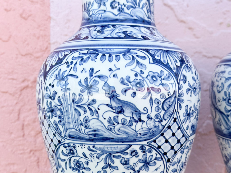 Pair of Blue and White Vases from Portugal