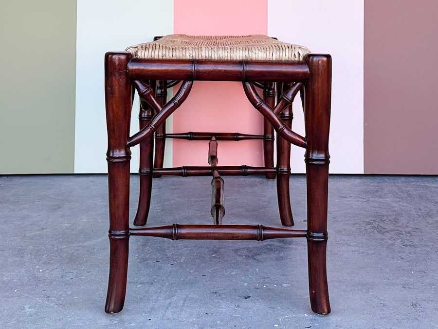 Rush and Faux Bamboo Bench