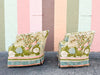 Pair of Chinoiserie Chic Upholstered Barrel Chairs