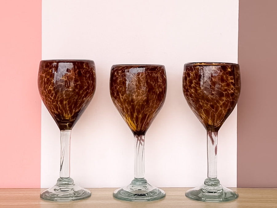 Set of Six Tortoiseshell Wine Glasses